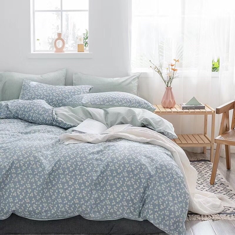 SET CHĂN GA GỐI COTTON LIVING. mẫu hoa thanh liễu