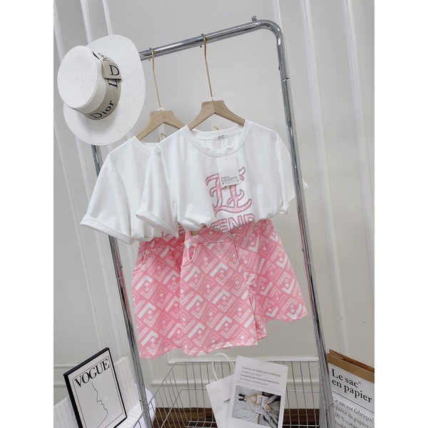 ✔ 𝗙𝗥𝗘𝗘 𝗦𝗛𝗜𝗣 SÉT FENDYY HỒNG SIÊU ĐẸP SIÊU CÁ TÍNH ÁO THUN COTTON HÀNG L1 Ạ