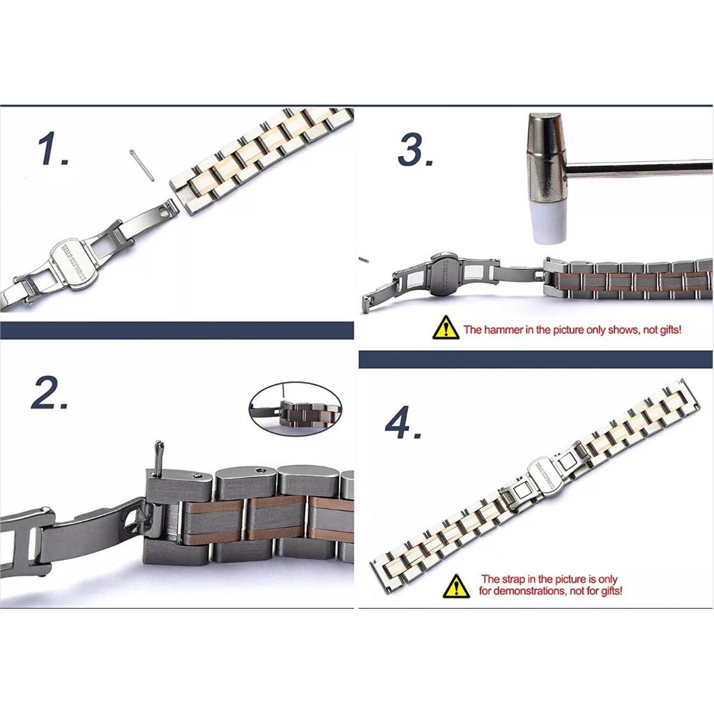 Khóa Cài Đồng Hồ Bằng Thép Không Gỉ Trơn 5mm 6mm