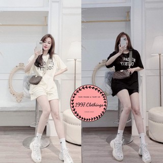 (hết hàng) Bộ quần áo cho nữ Bộ đùi nữ form rộng quần sooc dây rút chất mịn Mẫu mới 2023