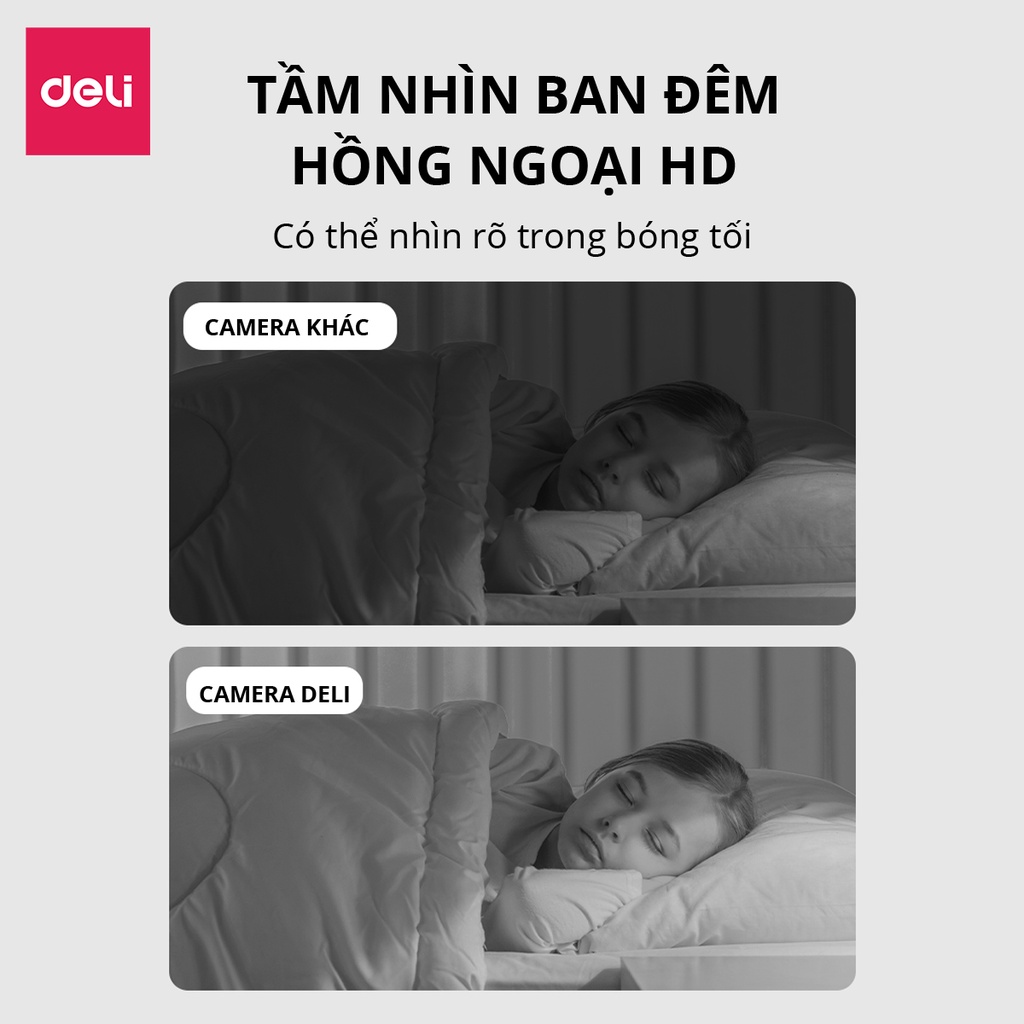 Camera Wifi IP DELI - Full HD 2M Xoay 360 Độ Giám Sát Gia Đình, Văn Phòng, Điều Khiển Từ App Kèm Thẻ Nhớ 128GB