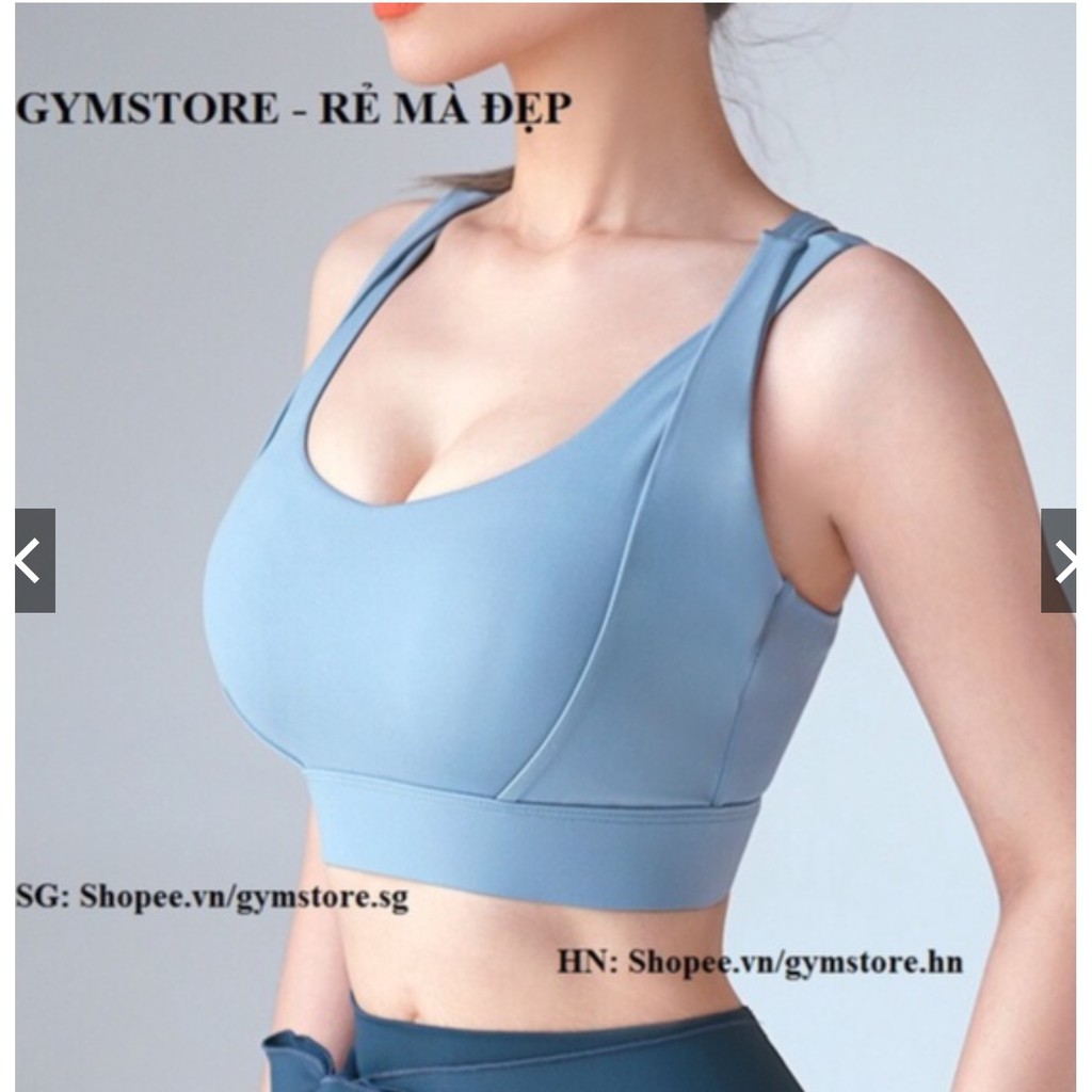 Áo Bra Tập Gym Yoga Nữ ❤️𝐇𝐀̀𝐍𝐆 𝐗𝐈̣𝐍❤️ Áo Lót Có Mút Ngực Thun Poly Mịn Dây Chéo Lưng 𝐆𝐘𝐌𝐒𝐓𝐎𝐑𝐄 6062