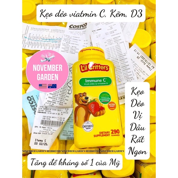 Kẹo dẻo gấu Lil Critters Immune C 290 viên - Kẹo dẻo dinh dưỡng Immune C Mỹ
