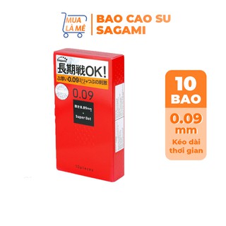 Bao cao su Sagami 0.09 Super Dots kéo dài thời gian, có gai (10 bao/hộp)
