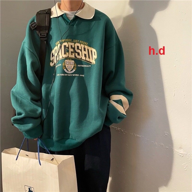 Áo sweater Polo Cổ Bẻ PeaceThun dài tay cặp,lớp Thu Đông chất nỉ bông dày dặn Trend Free ship