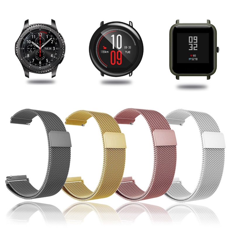 Dây đeo kim loại thay thế 22mm 20mm cho Xiaomi Huami Amazfit Bip