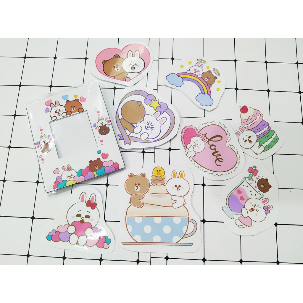 sticker gấu brown thỏ cony vịt sally cắt rời size to SCI4 có bao giấy cute dễ thương bullet journal