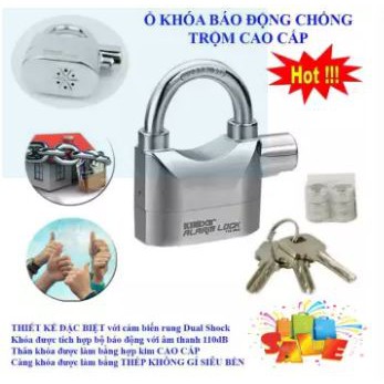 Khóa thông minh chống trộm cao cấp có còi hú báo động - cấu tạo từ thép cao cấp chống cưa, chống cắt