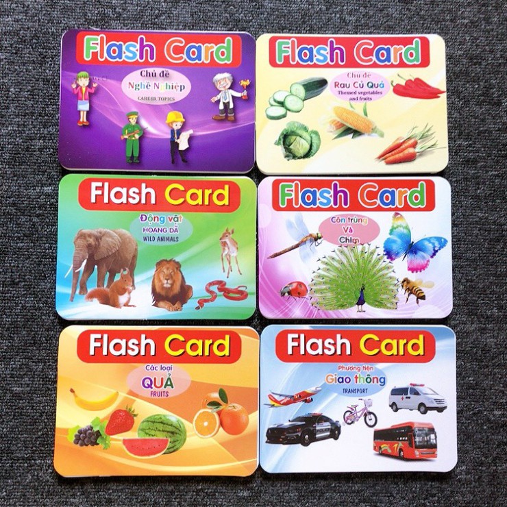 [QUÀ 0đ] Thẻ học thông minh cho bé, flashcards 16 chủ đề cho bé học song ngữ, thẻ Glenn doman LOẠI CHUẨN ĐẸP