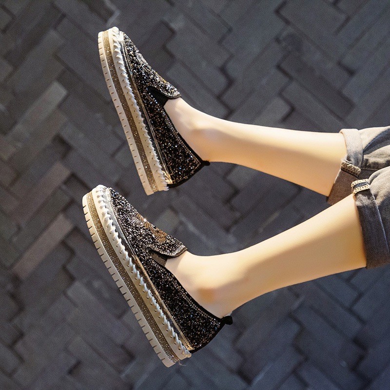 Giày bata slip on ulzzang đính đá lấp lánh