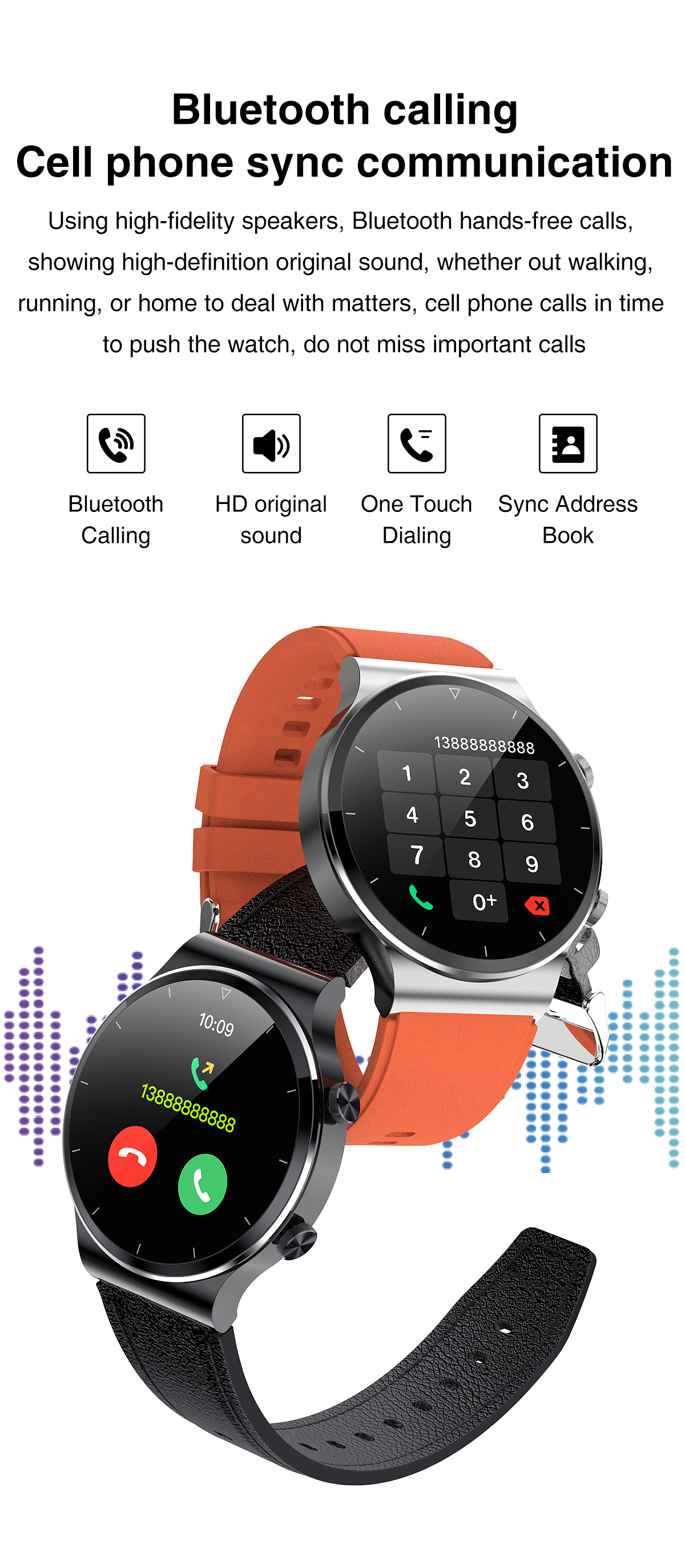 Certafina G51 smart watch men bluetooth call Music playback  heart rateblood pressure smart watch  For Android IOS Phone