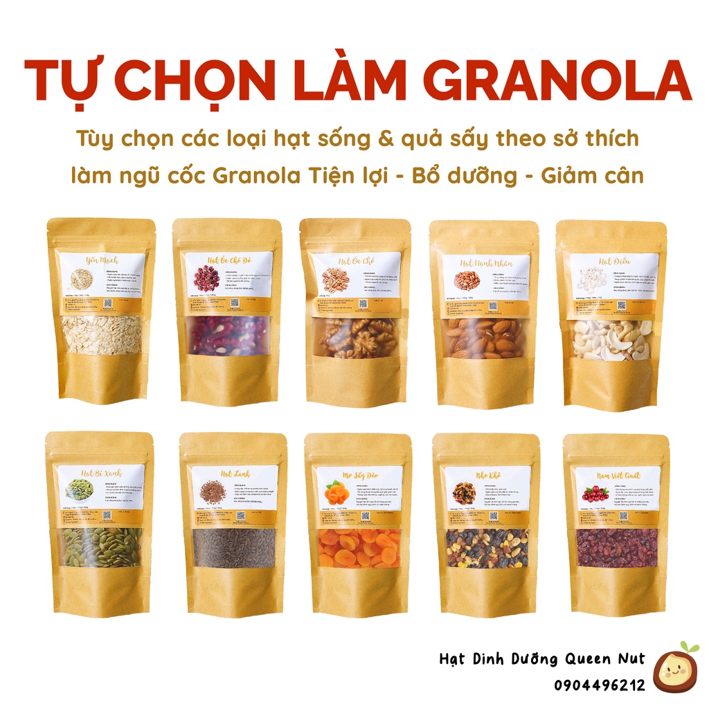 Set Hạt sống và Quả sấy tự chọn làm Ngũ cốc giảm cân Granola theo sở thích