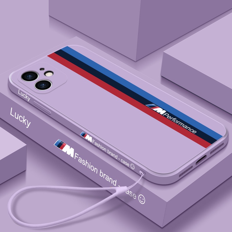 Ốp Điện Thoại Silicon Dẻo Mềm Họa Tiết Kẻ Sọc Màu Đỏ / Xanh Dương Cho Iphone 13 12 11 Pro Max 13 Mini