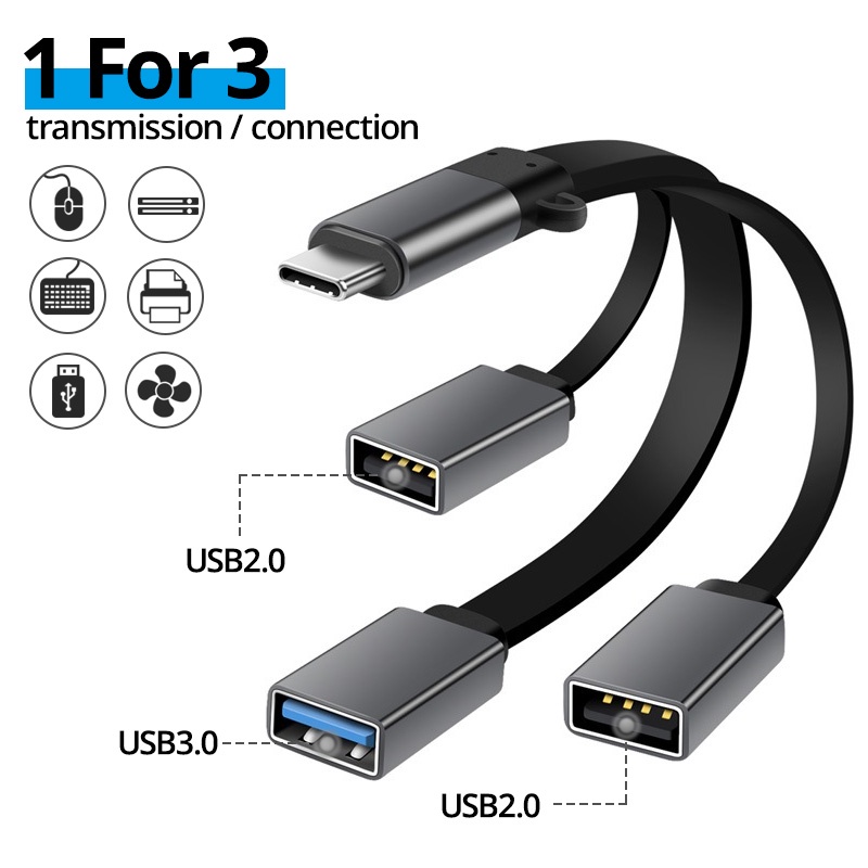 Dây Cáp Chuyển Đổi Đầu Usb 3.0 Type C Sang 3 Cổng Usb A Otg Cho Ổ Đĩa / Chuột / Điện Thoại Android