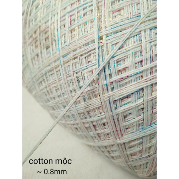 Sợi cotton mộc 100% chập xà cừ loang, màu nhã nhặn, mềm nhẹ, đan móc áo váy