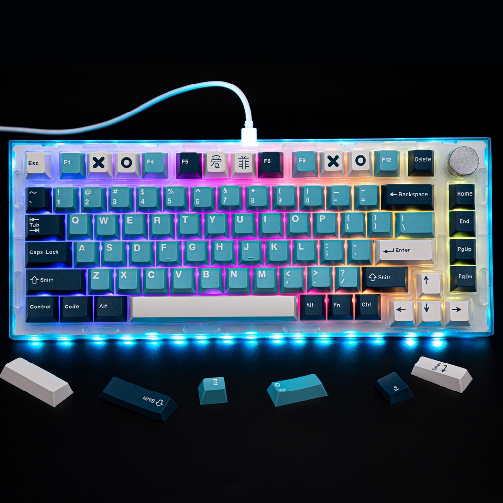 Cá quỷ tùy chỉnh Keycaps 173 Phím Cherry Profile, Double-shot Injection, ABS Material, ANSI & ISO Layout, Tương thích với Bàn phím cơ chuyển đổi Gateron Kailh Cherry MX TTC