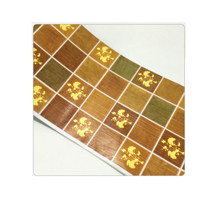 Cuộn 10m len dán viền tường keo sẵn ô vuông nâu keo sẵn (cao 10cm)