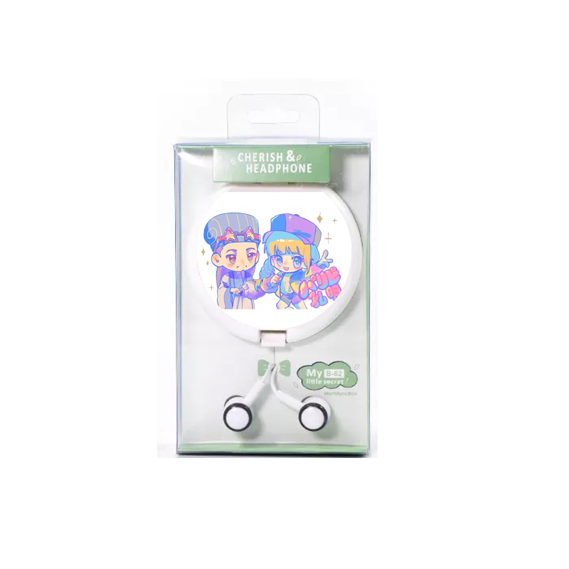Tai nghe hộp tròn in hình KHỔNG MINH THÍCH ĐI QUẨY chibi anime xinh xắn tiện lợi