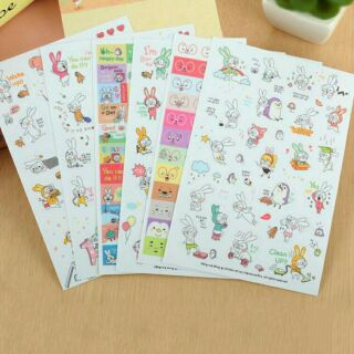 1 tấm sticker hình thỏ dán sổ