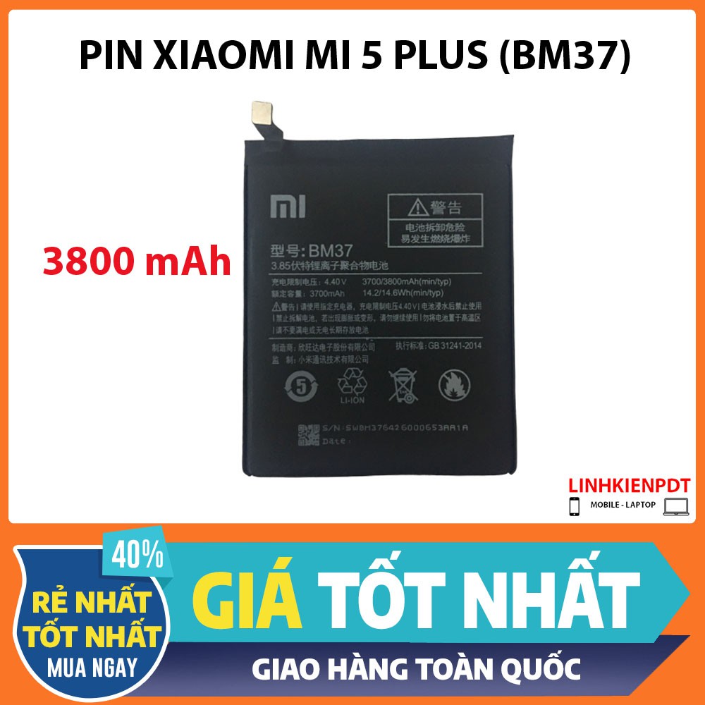 Pin Xiaomi Mi 5S Plus BM37