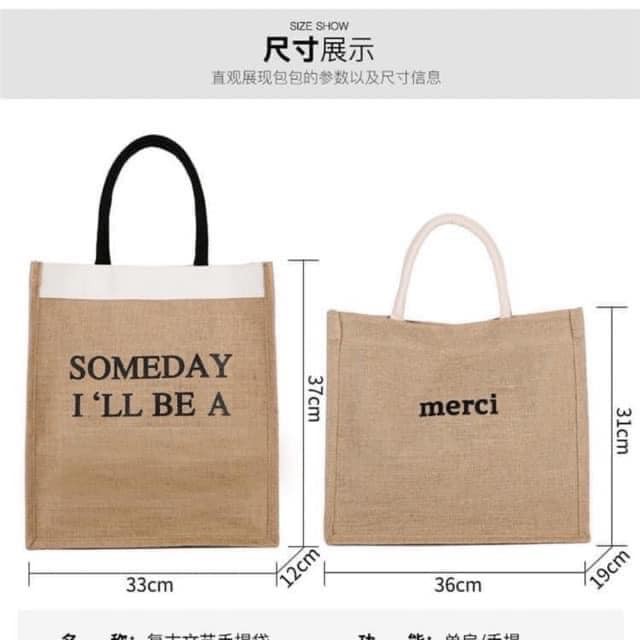 Túi cói chữ Merci và Someday hot hit hàng dày loại 1 sống ảo lung linh-giadungxinhshop