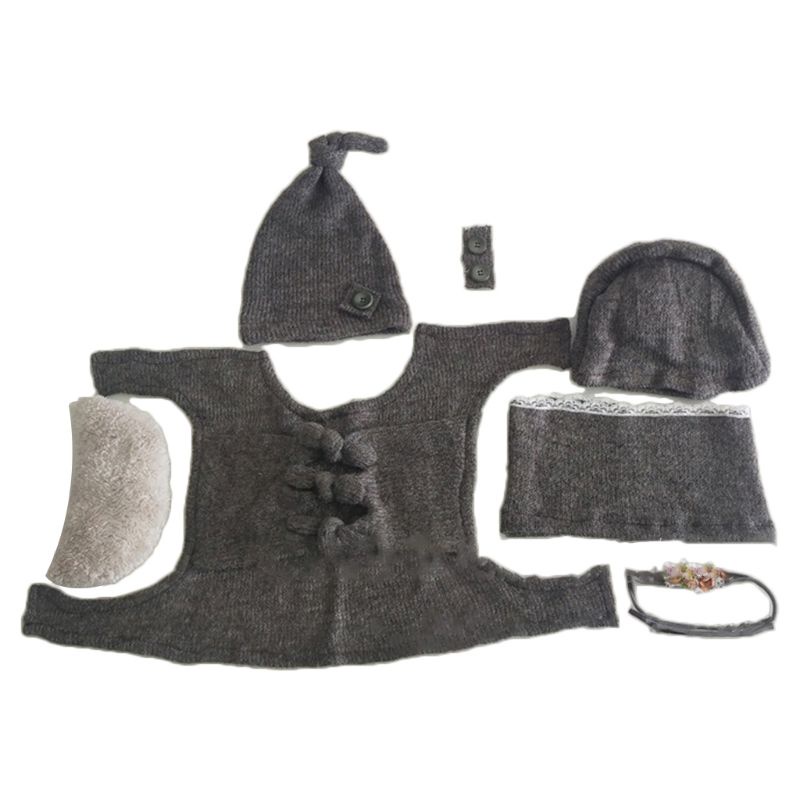 Set Băng Đô + Mũ + Khăn Quấn Đầu Chụp Ảnh Cho Bé 0-7 Tháng Tuổi