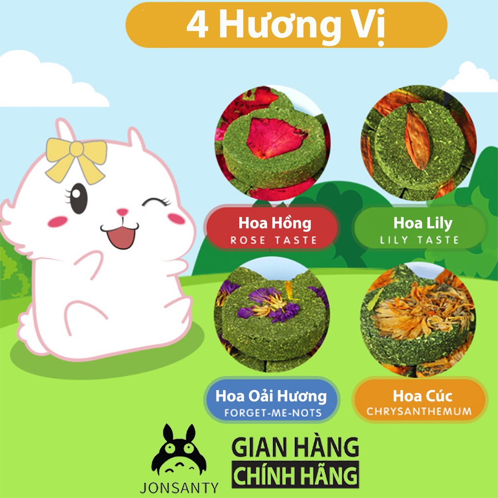 Mài răng chuột hamster, bánh mài răng thỏ, chinchilla, bọ ú, sóc, nhím.. giàu dinh dưỡng hộp 6 miếng hãng JONSANTY CST06