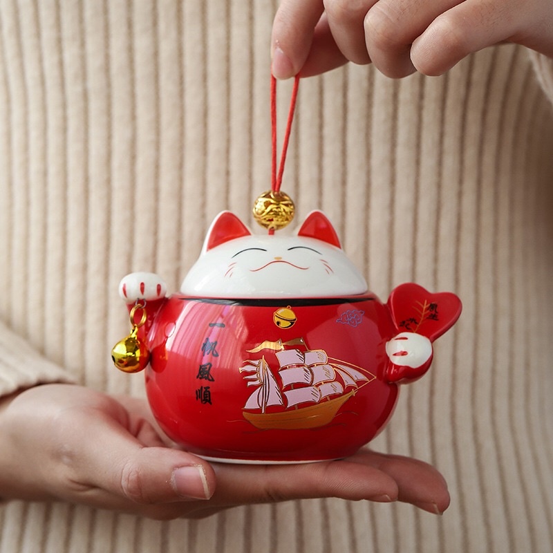 Mèo thần tài may mắn Maneki Neko 10cm (Hũ tiết kiệm)