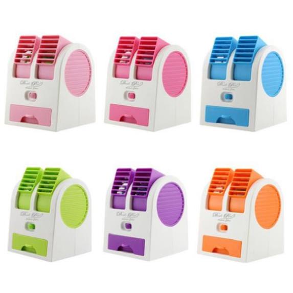 Quạt Điều Hòa Mini Để Bàn Hơi Nước 2 Cửa Có Khay Đá Tiện Dụng