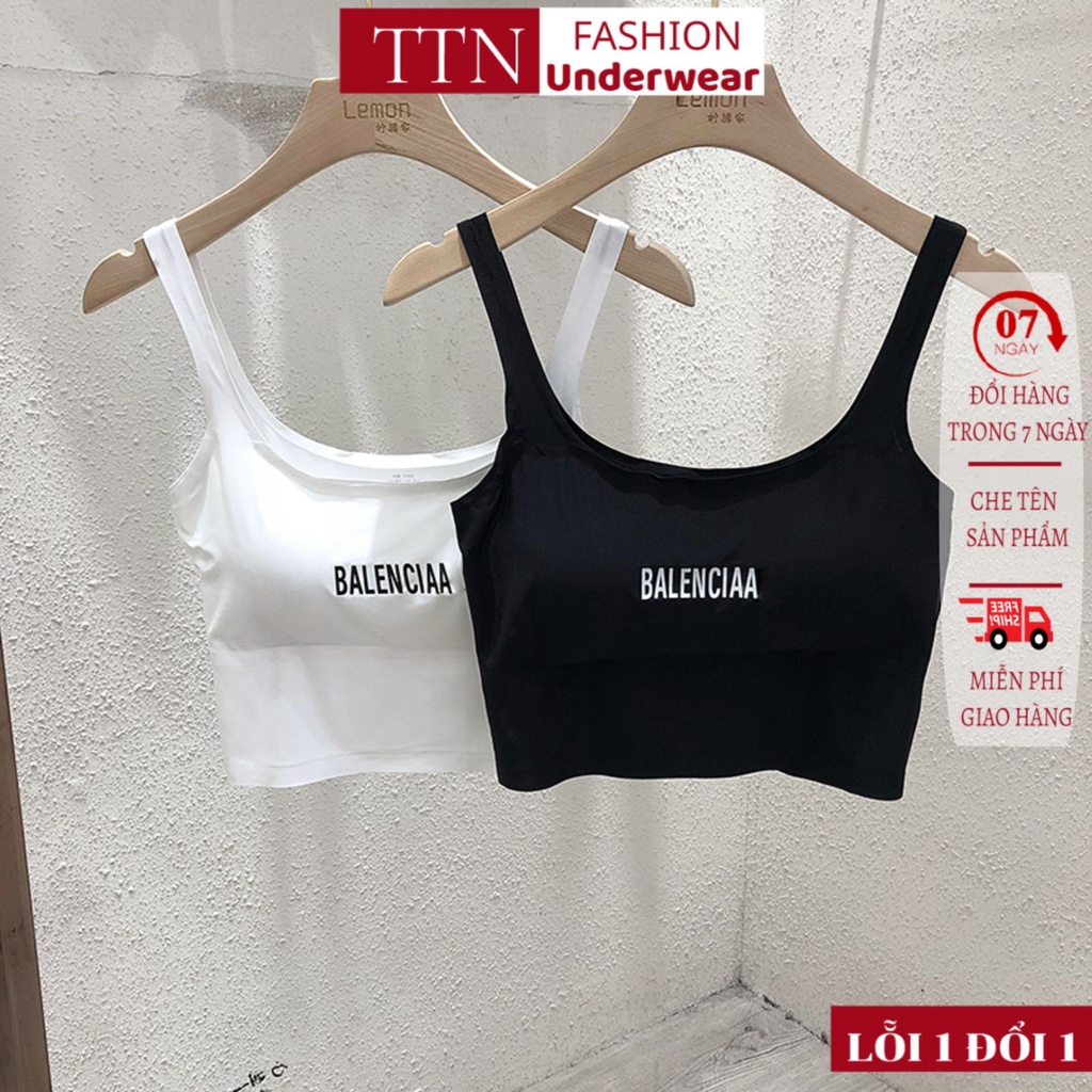 Áo bra tập gym yoga earobic chất đanh mịn đẹp chất thun lạnh co dãn 4 chiều, áo dán croptop có mút ngực TTN Fashion 6738