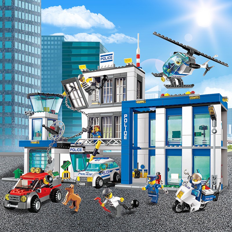 Bộ Đồ Chơi Lắp Ghép Kiểu LEGO Mô Hình Đồn Cảnh Sát Urban Police BELA 10424 Với 890 Chi Tiết