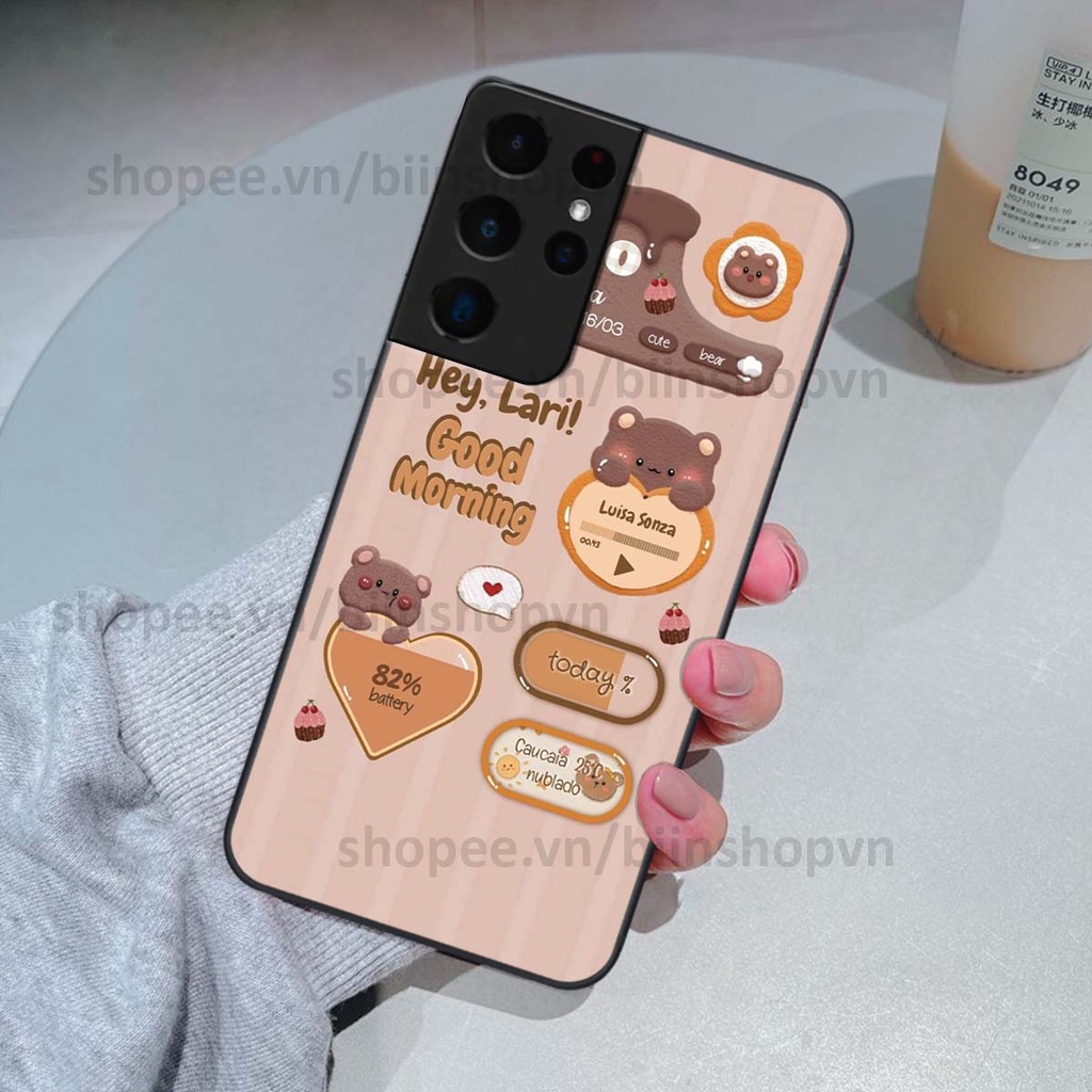 Ốp Samsung S21 Ultra in 3D icon gấu nổi siêu xinh, siêu đáng yêu, cá tính phong cách