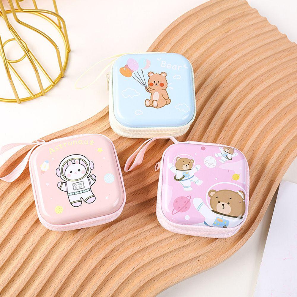 Ví Đựng Tiền Xu / Tai Nghe / Dây Cáp USB Bằng Thiếc In Hình Thỏ Phi Hành Gia Dễ Thương Cho