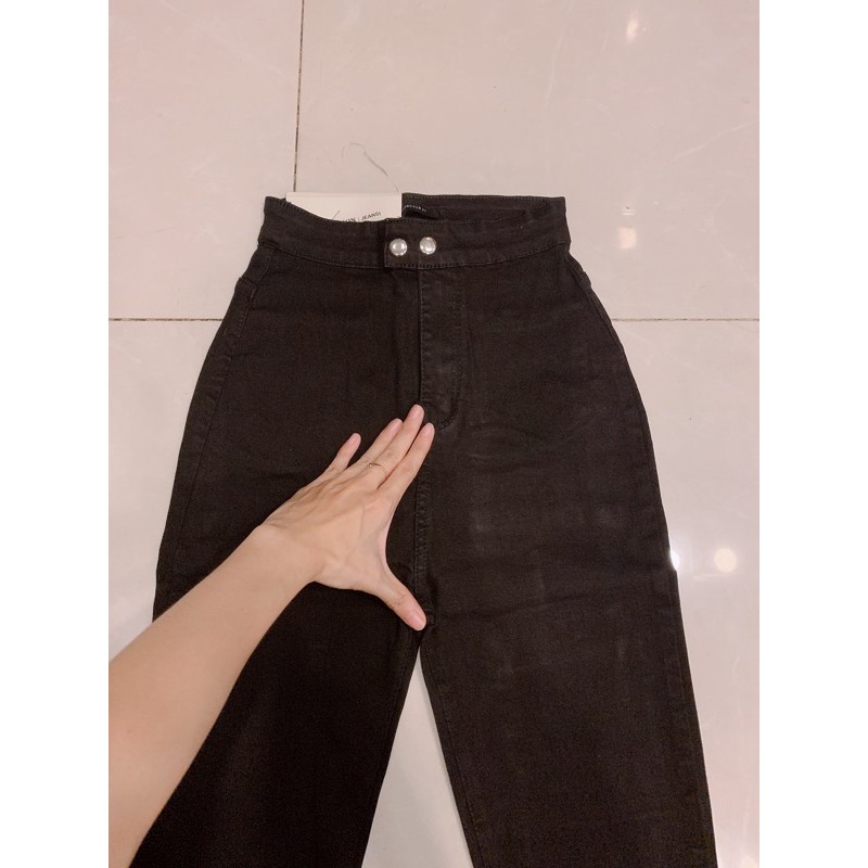 Quần jean lưng cao núc bấm | BigBuy360 - bigbuy360.vn