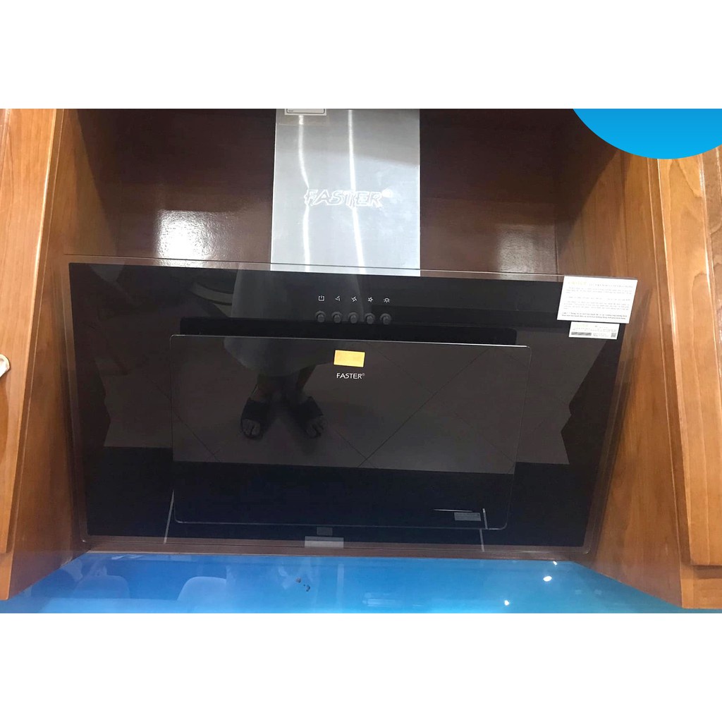 Máy hút mùi, Máy hút khói nhà bếp kính vát nghiêng Faster FS 3608B điều khiển phím bấm cơ, thiết kế sang trọng, bền bỉ