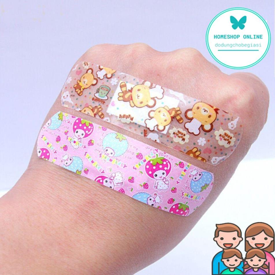 Hộp băng gâu 100 miếng hình ngộ nghĩnh cho bévăng  keo cá nhân urgo hình họa tiết cute dễ thương Healthcare24h E001, 1 h