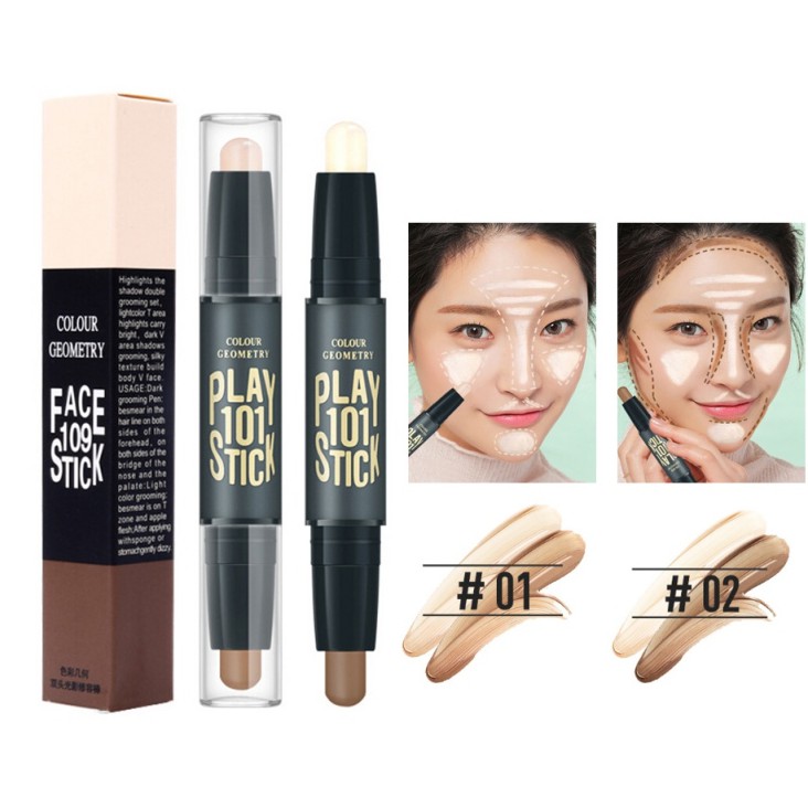 [Hàng mới về] Phấn đánh khối dạng thỏi hai đầu 2 trong 1 kiêm bắt sáng màu ánh đồng cho trang điểm | BigBuy360 - bigbuy360.vn