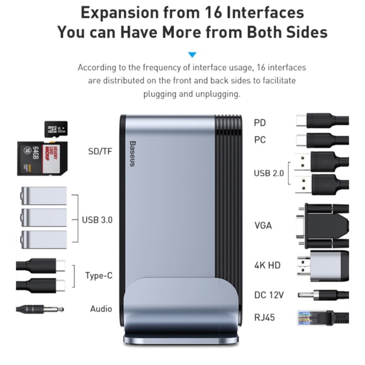 Bộ chuyển đổi HUB đa năng 16 trong 1(CAHUB-BG0G)và 17 trong 1(CAHUB-DG0G) nhãn hiệu Baseus - HÀNG CHÍNH HÃNG