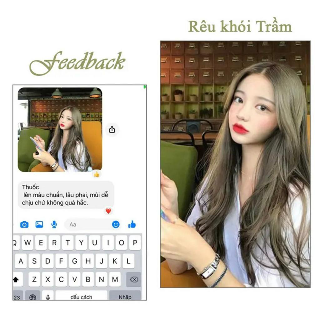 Thuốc nhuộm tóc tại nhà  màu nâu rêu, rêu khói trầm kèm oxi và gang tay