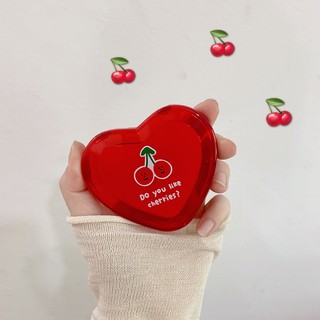 【SL】Gương Mini Cầm Tay Hình Trái Tim Cherry Đỏ Xinh Xắn Đáng Yêu