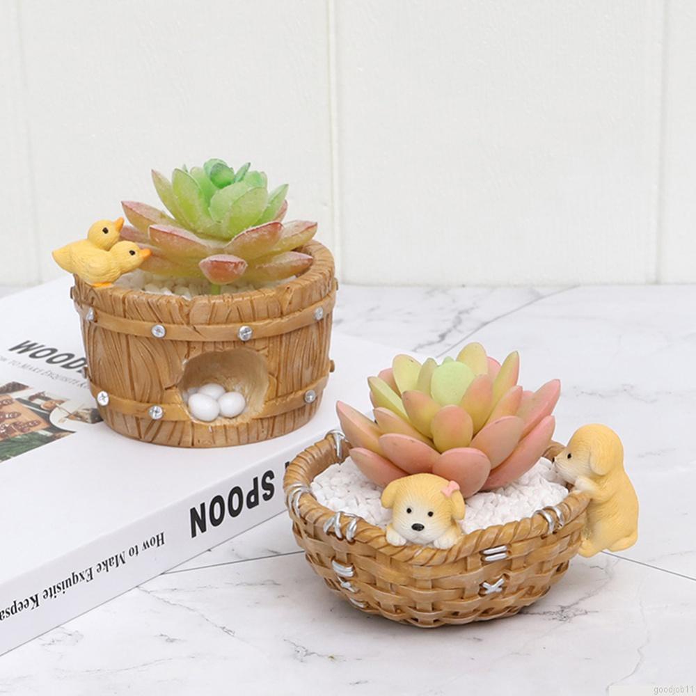 Chậu trồng cây mọng nước bằng nhựa resin hình động vật hoạt hình đáng yêu sáng tạo