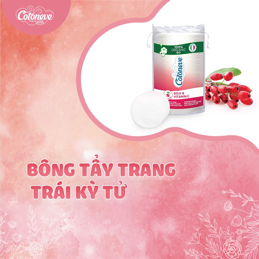 Bông tẩy trang MAXI HỮU CƠ 2 trong 1 chiết xuất trái Kỳ Tử và Vitamin C 40 miếng