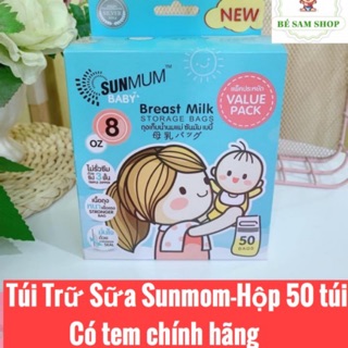Túi Trữ Sữa SUNMUM Hộp 50 Túi Lớn 250ml Có Tem Chính Hãng