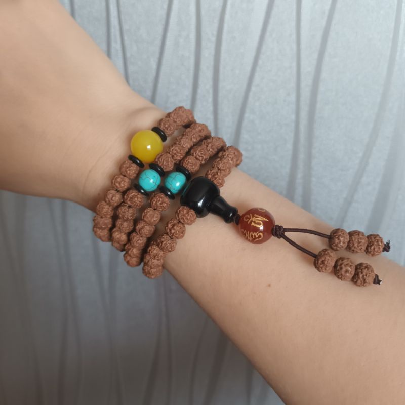 Chuỗi vòng tay 108 hạt kim cang nepal nhà Phật bình an may mắn