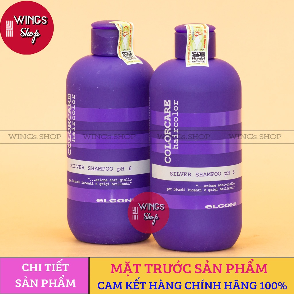 Dầu gội tím khử vàng Elgon Silver Colorcare 300ML| Wings Shop