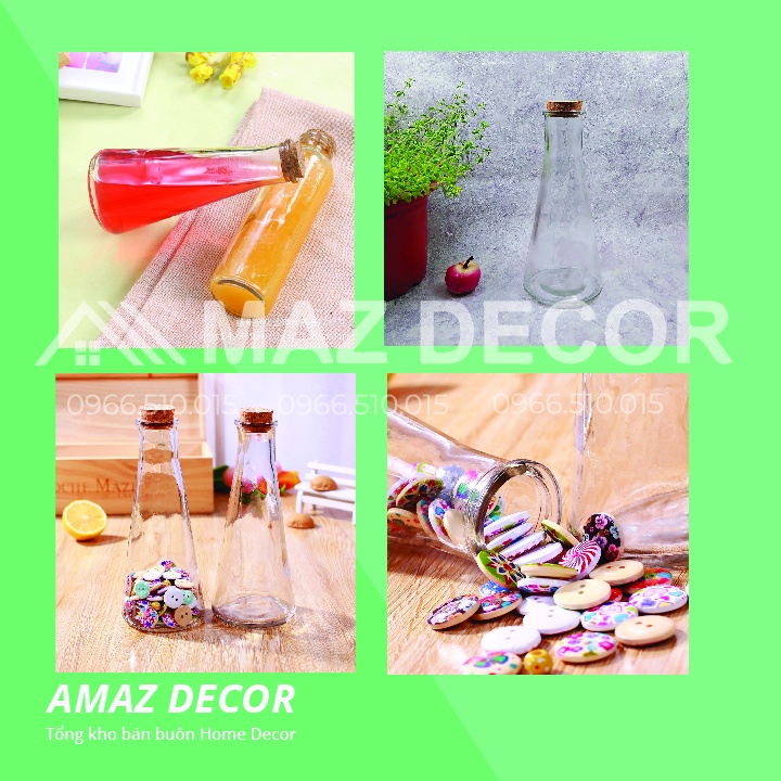 [Sỉ] Chai lọ thủy tinh tam giác sinh tố 315ML đẹp giá rẻ