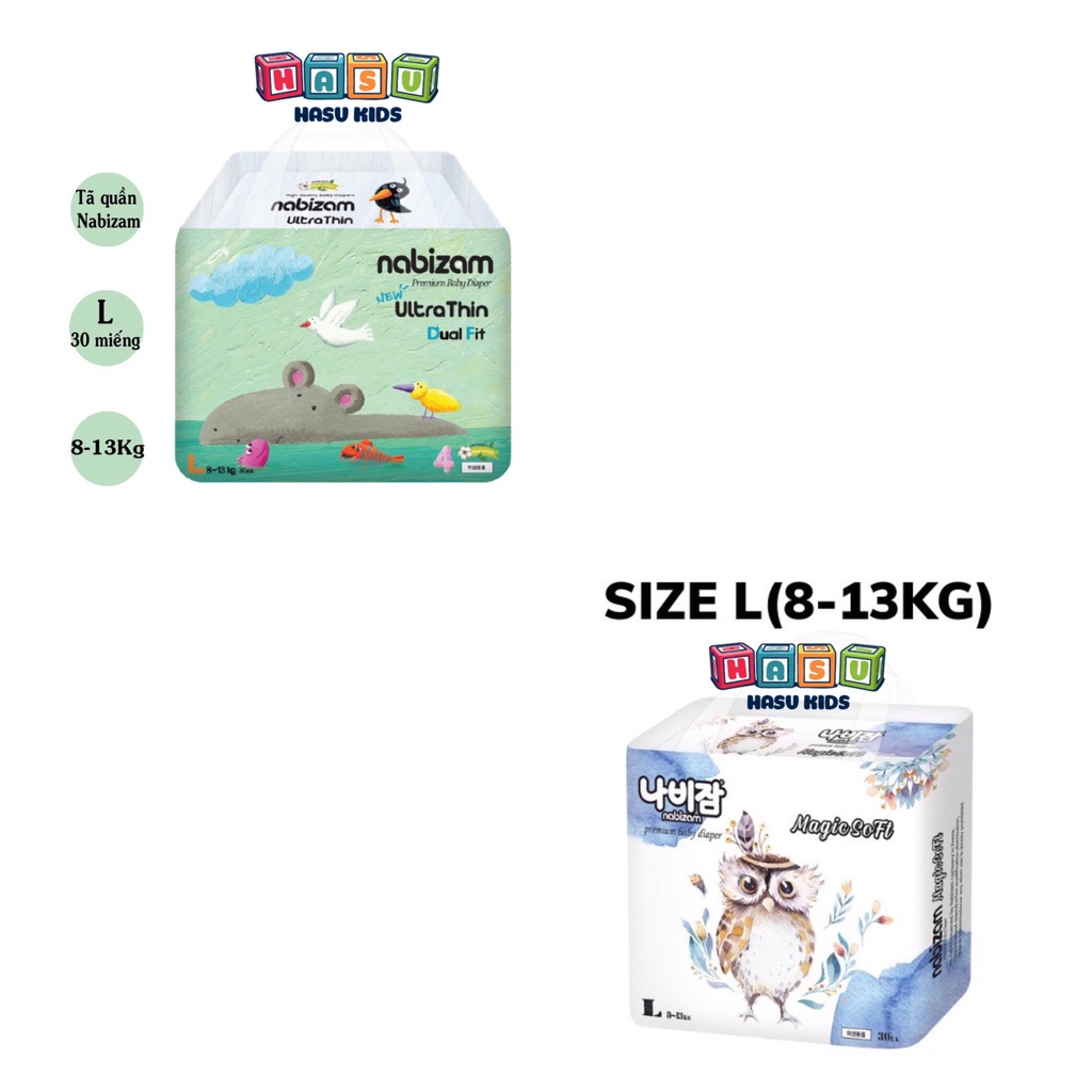 [QUÀ TẶNG HẤP DẪN] COMBO 3 Bịch Tã/Bỉm Quần Size L30 NABIZAM Magicsoft, Ultrathin Nội Địa Hàn Quốc 2022 Siêu Thấm Hút