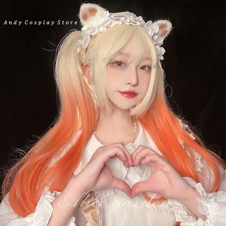 Wig teen/ tóc giả vàng cam Setting Sun Alice Garden
