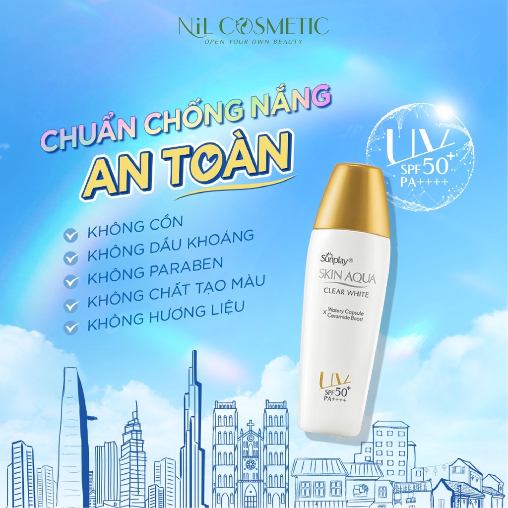 Sữa Chống Nắng Dưỡng Da Trắng Mịn Tối Ưu Sunplay Skin Aqua Clear White SPF50+ 55g