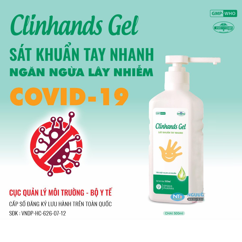 Nước rửa tay sát khuẩn khô nhanh Clinhands Gel 500ml